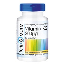 Fair & Pure® - Vitamin K2 Tablets 200 mcg - 60 Tablets - Natural Menaquinon MK-7 - Vegan - High Dose Vitamin K2