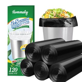 2.5 Gallon 120 pcs Small Black Trash Bags, Strong 2.5 Gallon 2.6 Gallon Garbage Bags, Bathroom Trash Can Bin Liners,Mini Bags Waste Basket Liner,Fit 6-10 Liter, 2-2.5 Gal-Black-120