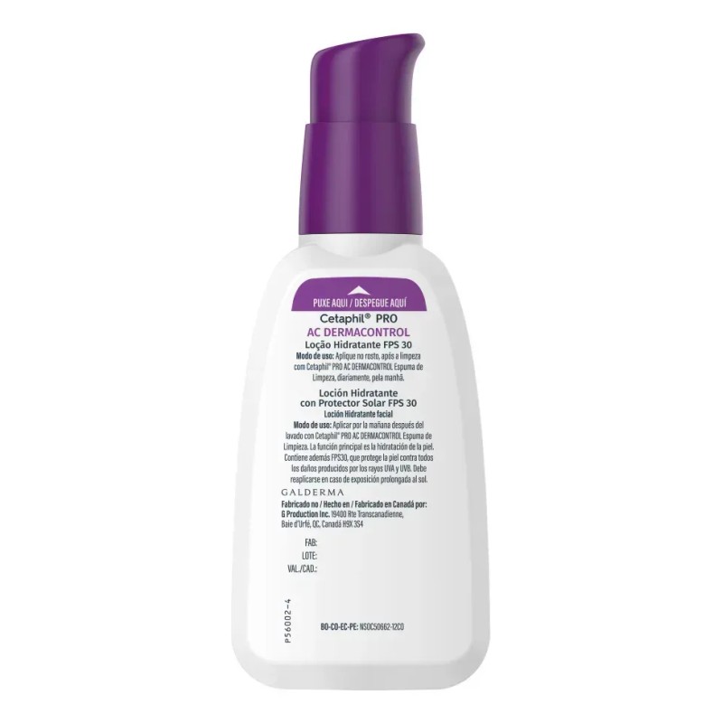 Loción Hidratante Facial Cetaphil Pro AC Dermacontrol SPF 30 para