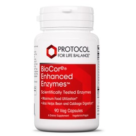 Protocol BioCore Enhanced Enzymes - Helps Digest Beans & Cruciferous Vegetables* - Digestion Supplement* - Amylase & Lipase - Kosher & Vegan - 90 Veg Capsules
