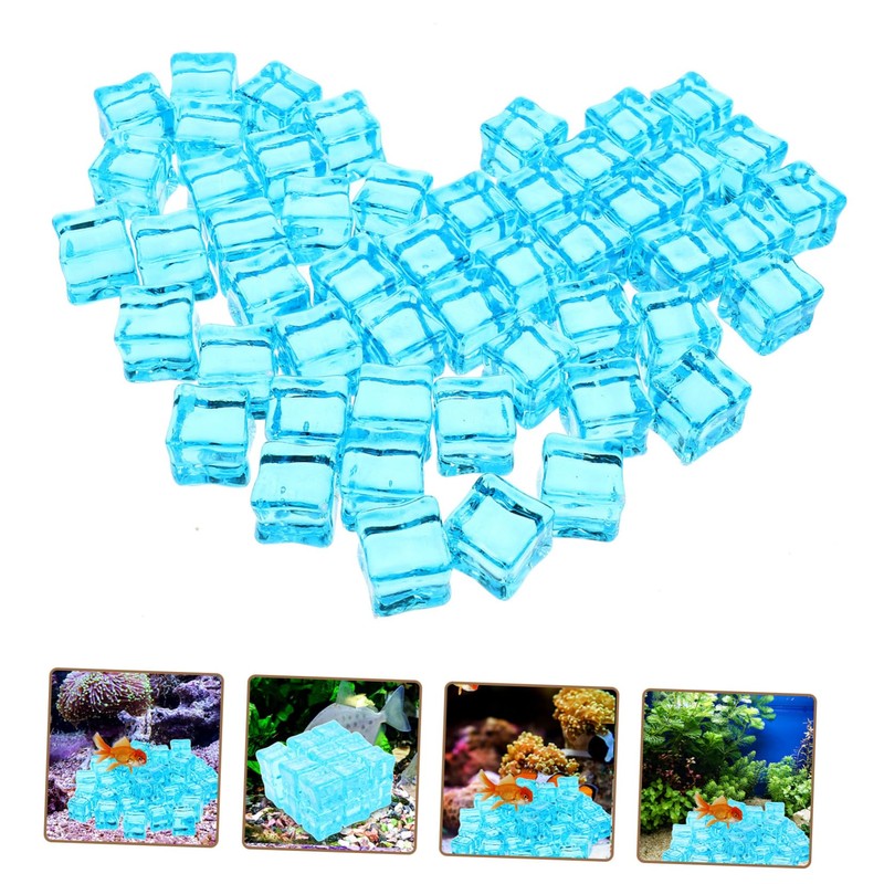 Totority Decorative Ice Cubes 50pcs Square Crystal Fish Tank Decor