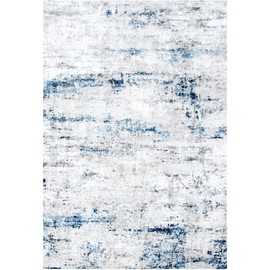 Area Rug Living Room Rugs: 5x7 Large Soft Indoor Carpet Modern Abstract Rug with Non Slip Rubber Backing for Under Dining Table Nursery Home Office Bedroom White Gray Blue