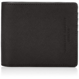 Catherine Hamnet London Prism Bifold Wallet, Premium Domestic Cow Leather, Prism-Embossed Shape, Round Zipper, Bill Compartment, Black