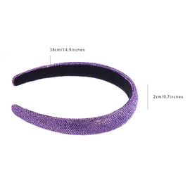 scicent Head Bands Adult Women Embellished Rhinestone Headbands Wide Non-Slip Hairbands Fashion Padded Hair Decoration for Daily Wear Purple Crystal Hair Band - 26522