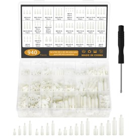 Gueenky Pack of 940 Standoff Screws Nylon, M2 M2.5 M3 M4 Board Spacer Motherboard Standoff Spacer Screws, White Male Female Nylon Spacer Screw Nut with Screwdriver