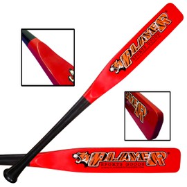 33" High-Grade Pro Maple Flat Half Paddle Training Baseball & Softball Bat in Lenght:33"/ Weight:20 oz/Flat Dia:3" for Proffessional Players in Red & Black Color by Player Sports Goods LLC