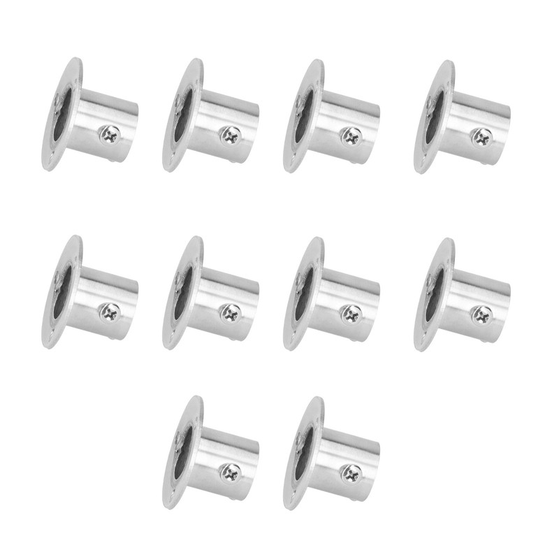 10Set Flanged Holder Base Thicken Stainless Steel Closet Rod Tube
