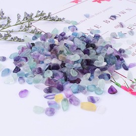 Fluorite Tumbled Chips Stone Polished Crushed Healing Crystal Quartz Pieces Irregular Shaped stones for Home Decorative Stones Vases Plants Succulents 0.5lb