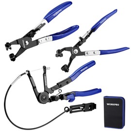 WORKPRO 3-Piece Hose Clamp Pliers Set with Pouch, Includes 27" Long Reach Wire Spring Hose Clamp Plier, Angled Spring Clamp Pliers, Flat Band Hose Clamp Pliers for Removal and Installation of Ring