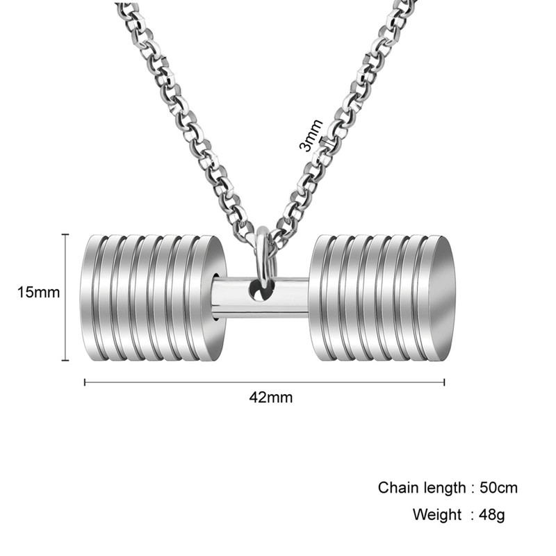 NEHZUS Mens Fitness Gym Barbell Pendant Necklace 50cm Box Chains,