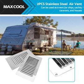 MAX COOL Air Vent Grille 2pcs Stainless Steel Rectangular Air Vent Suitable for Caravan Boat Wall Eave 228 * 127mm