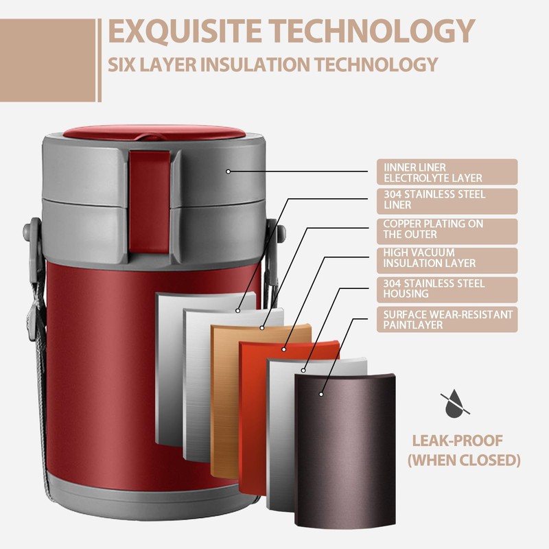 82oz Thermo Container For Hot Food, 3 Tier Wide Mouth