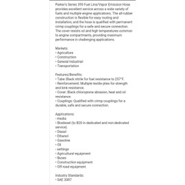 1/4" ID 1/2" OD SAE 30R7 39550 Black Nitrile Fuel Line Vapor Hose 20 Feet Length, Tractor, Small Engine, OEM, Mower, Truck, Automotive
