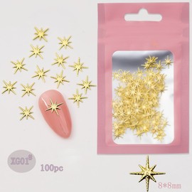 XEAOHESY 200pcs Gold Silver Star Nail Charms Metal Nail Rivets Gold Silver Cross Nail Charms Gold Nail Charms Silver Nail Studs Star Nail Art Decoration for Nails（0.31 * 0.31inch）