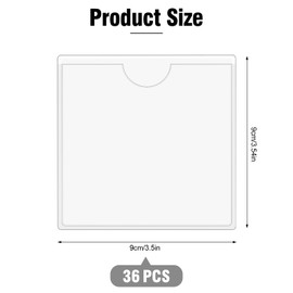 36 Pack Adhesive 3.5" x 3.5" Index Card Pockets with Top Open for Loading, Clear Plastic Labels Holders for Storage Bins Library Card Totes Shelves