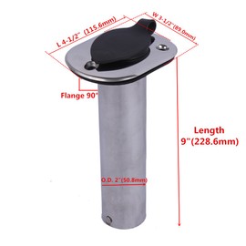 Hoffen 2Pcs Boat Stainless Steel Fishing Rod Holder Flush Mount 15/30/90 Degree with PVC Cap,Inner Tube and Gasket