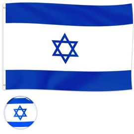 Israeli Flag 150 x 90 cm, Israel Flag with Badge, Jewish Flags Flag Israel Double Stitched, Durable, Weatherproof Flags for Garden, Indoor