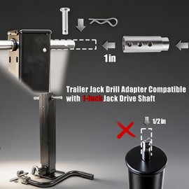 Moalaok Trailer Jack Drill Adapter Compatible with 1 Inch Jack Drive Shaft Stainless Steel Handle Cordless Drill Adapter with 1/2 Inch Socket Adapter Bit Attachment for Top Wind Trailer Jack Crank