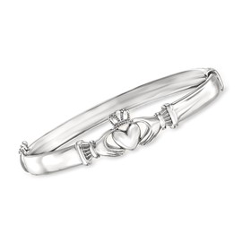 Ross-Simons Sterling Silver Claddagh Bangle Bracelet. 8 inches