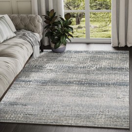 Abani Rugs Modern Distressed Pixel Print 2'2" x 8' Rectangle Area Rug, Vista Collection - Grey Rustic Contemporary Turkish Accent Rug