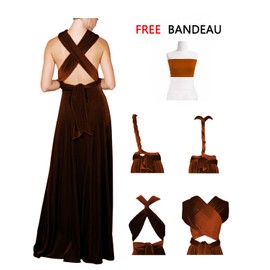SZJMS Women's Convertible Dresses Floor Length Infinity Dress with Bandeau Multiway Bridesmaids Gown Burgundy One Size