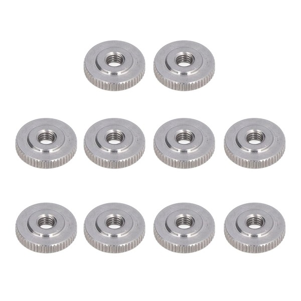 Pack of 10 Stainless Steel Knurled Nuts with Flat Head