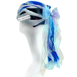 3T-SISTER Helmet Decoration Helmet Braids Pigtails with Lace Motorcycle Bicycle Helmet Ponytails Hair Tails Decoretion Reusable Design Blue Color(Helmet not Included)