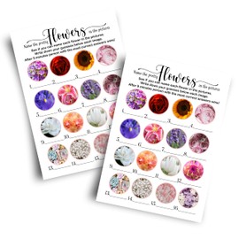 Black and White Bridal Shower Games - 25 Cards - Guess The Flowers Activity - Unique & Fun for Engagements, Rehearsal Dinners, Birthdays & Anniversaries - Love in Bloom Design