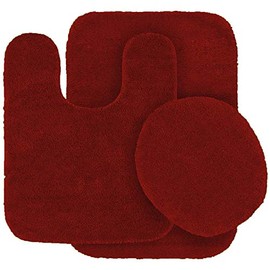 Kids Zone Home Linen 3 pc Solid Red Bathroom Rug Set Bath Mats Bath Set Super Soft Anti Slip Soft Mats New