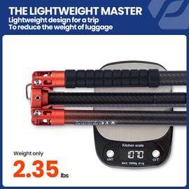 Fotopro 62 Inch Carbon Fiber Tripod 2.3lbs Ultralight Portable Travel Video Tripod for Camera DSLR Lightweight Load up to 22lbs X-Aircross 3 Video Orange