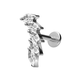 PIERCINGLINE Titanium Labret with Internal Thread Titanium Attachment 5 Crystal Drops Piercing Lip Nose Ear Helix Tragus Medusa Choice of Colours and Sizes, Titanium