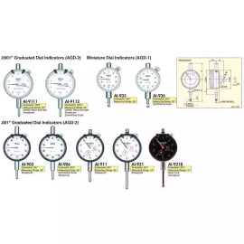 Teclock AI-921B Dial Drop Indicator, 1" Range, 0-100 Reading, 0.001" Grad, 2-...