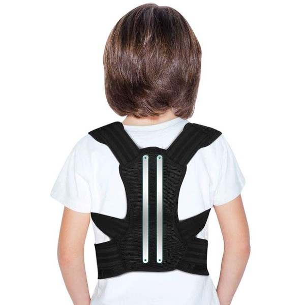 Back Posture Corrector for Kids and Teens, Adjustable Upper Back Brace Clavicle Support Brace with Soft Shoulder Pads and Elastic Belts for Thoracic Kyphosis Improve Slouching and Humpback M