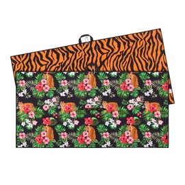 LRD Golf Towel X-Large Microfiber Towel with Carabiner Clip for Golf Bags Jungle Cat