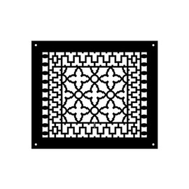 Reggio Registers Scroll Series Victorian Pattern Premium Luxury Floor Grate Cover Grille, Black Cast Iron Metal 12-1/4 Inch x 10-1/4 Inch Without Mounting Holes | 1214-GNH