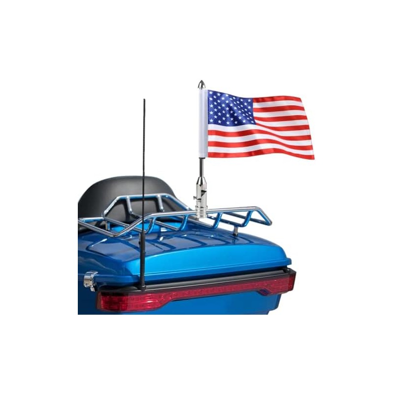 Motorcycle Flag Pole Fold Down 90° and American Premium Double