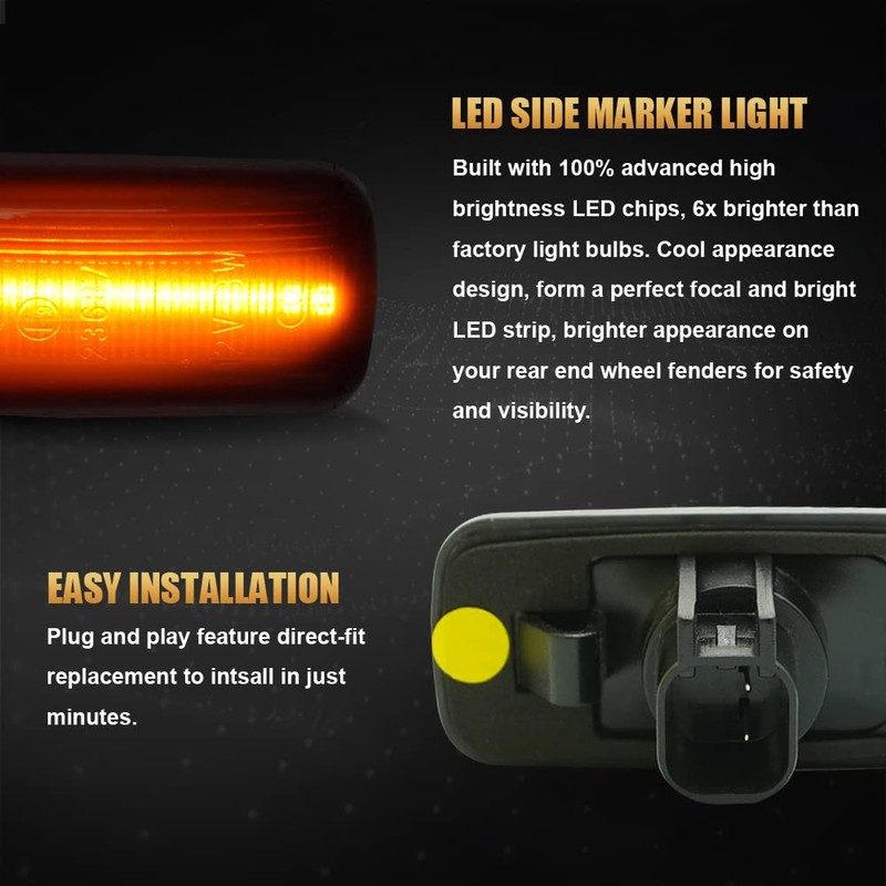 D-Lumina LED Side Marker Lights Assembly Amber ＆ Red Compatible