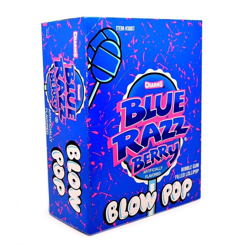 Charms Blow Pops Blue Razz Berry Flavor, 48-Count Box
