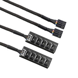 CERRXIAN 4 Pin PWM Fan Hub Splitter Power Supply Cable 1 to 5 Way PC CPU Cooling Case Fan Power Extension Cable for ATX Computer Case 4-Pin & 3-Pin Cooling Fans(14.8inch)(2-Pack)