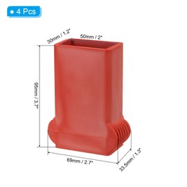 PATIKIL Step Ladder Foot Mat, 4 Pack Herringbone Ladder Feet Cover Non-Slip Rubber Cap Ladder Hat Accessories Replacement for Ladder Protection, Red