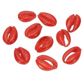 PATIKIL Cowrie Sea Shells, 10 Pcs Red Smooth Oval Seashells Beads Natural Cowrie Beach Shells Decoration Craft Bead for DIY Bracelet Jewelry Crafting