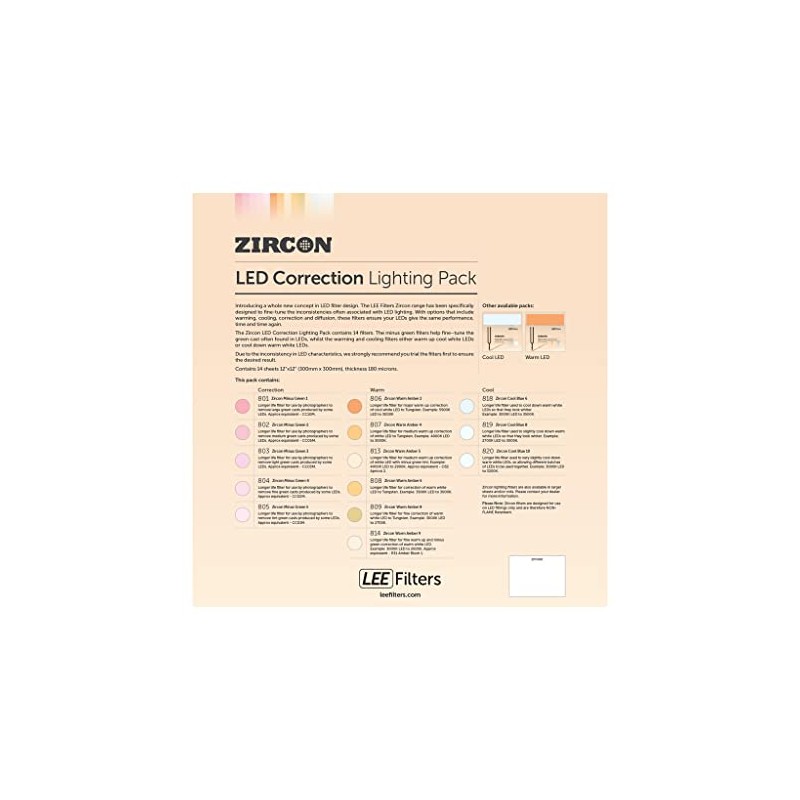 LEE LED Correction Lighting Gel Filter Pack 300mm x 300mm