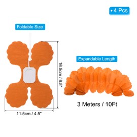 PATIKIL Total 40Ft Tissue Paper Garland, 4Pcs Four-Leaf Reusable Hanging Streamers Garland for Jungle Party Decorations Birthday Wedding Bridal Showers Decor Supplies, Orange, 10Ft/Pcs
