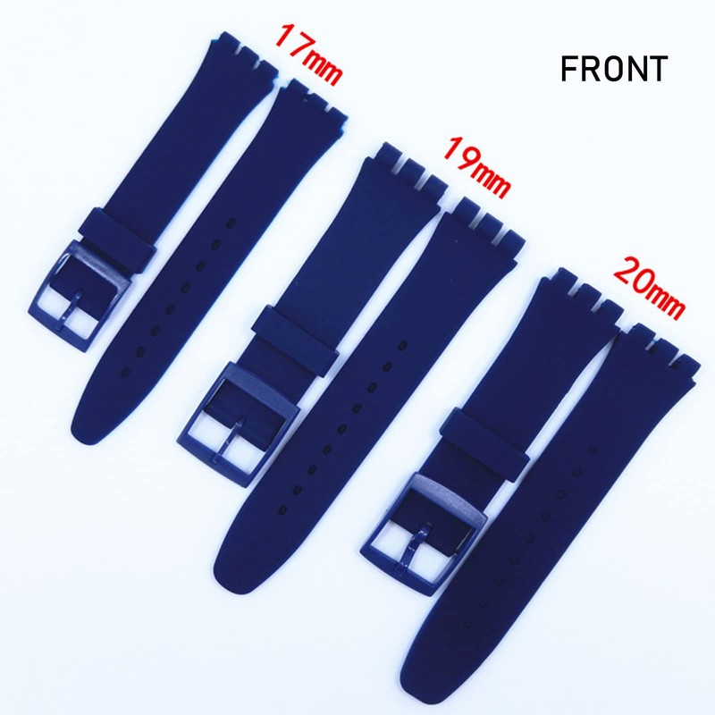 Lijinlan Replacement Silicone Band for Swatch 17mm 19mm 20mm, Waterproof