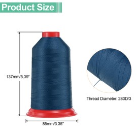 sourcing map 1968 Yards Bonded Nylon Sewing Thread Size 280D/3 Sewing-Heavy Duty Nylon Upholstery Thread Outdoor Thread for Leather Jeans and Weaving Craft Machine DIY Navy Blue