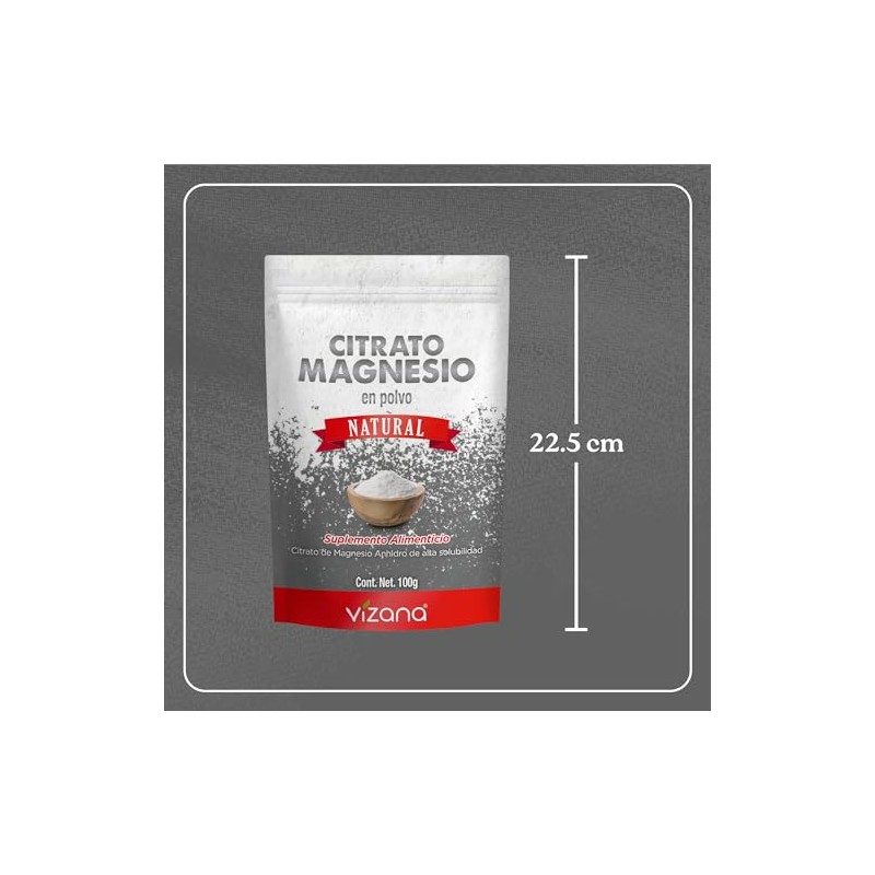 VIZANA NUTRITION Citrato de Magnesio en Polvo (Trimagnesio Anhidro) (Pack-2