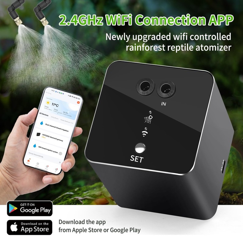 RUNWUSHENG Reptile mister, WiFi reptile humidifier withAPP control, automatic mister
