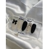 Black Ribbon Syrup Glitter Nail Handmade Nail Tip - Long