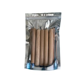 Pack of 15 Beech Wood Dowels 16 x 140 mm Beech Sticks Ribbed Wooden Hardwood Pins with Ribbed Pin Wooden Pins for Furniture and Crafts Projects