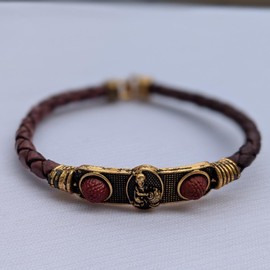 HG TECHNO SERVICES Handmade Shree Krishna Bracelet Men's Golden Religious Bracelet (Lord Krishna)